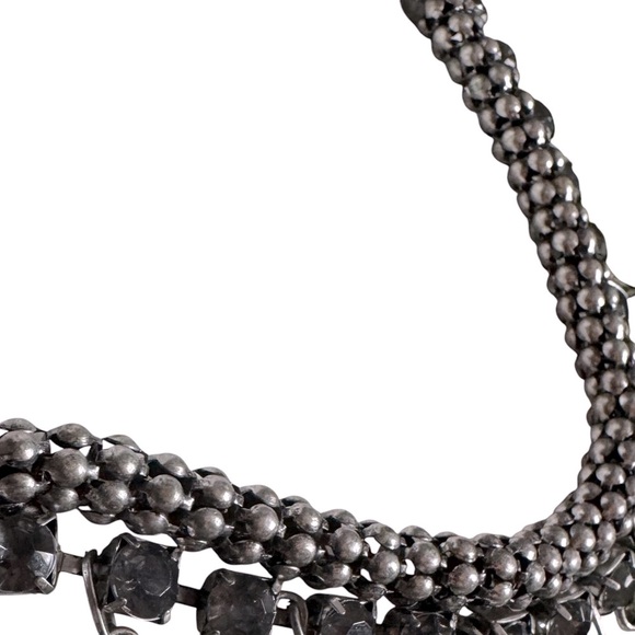 Vintage Green Chunky Bib Necklace Silver-Tone Faceted Cabochon Statement Jewelry - Picture 5 of 9